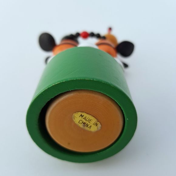 2 Bees Dancing Thumb Puppet Wood Collapsible Push Button Boogie Bugs VTG 4.5" - Picture 8 of 12